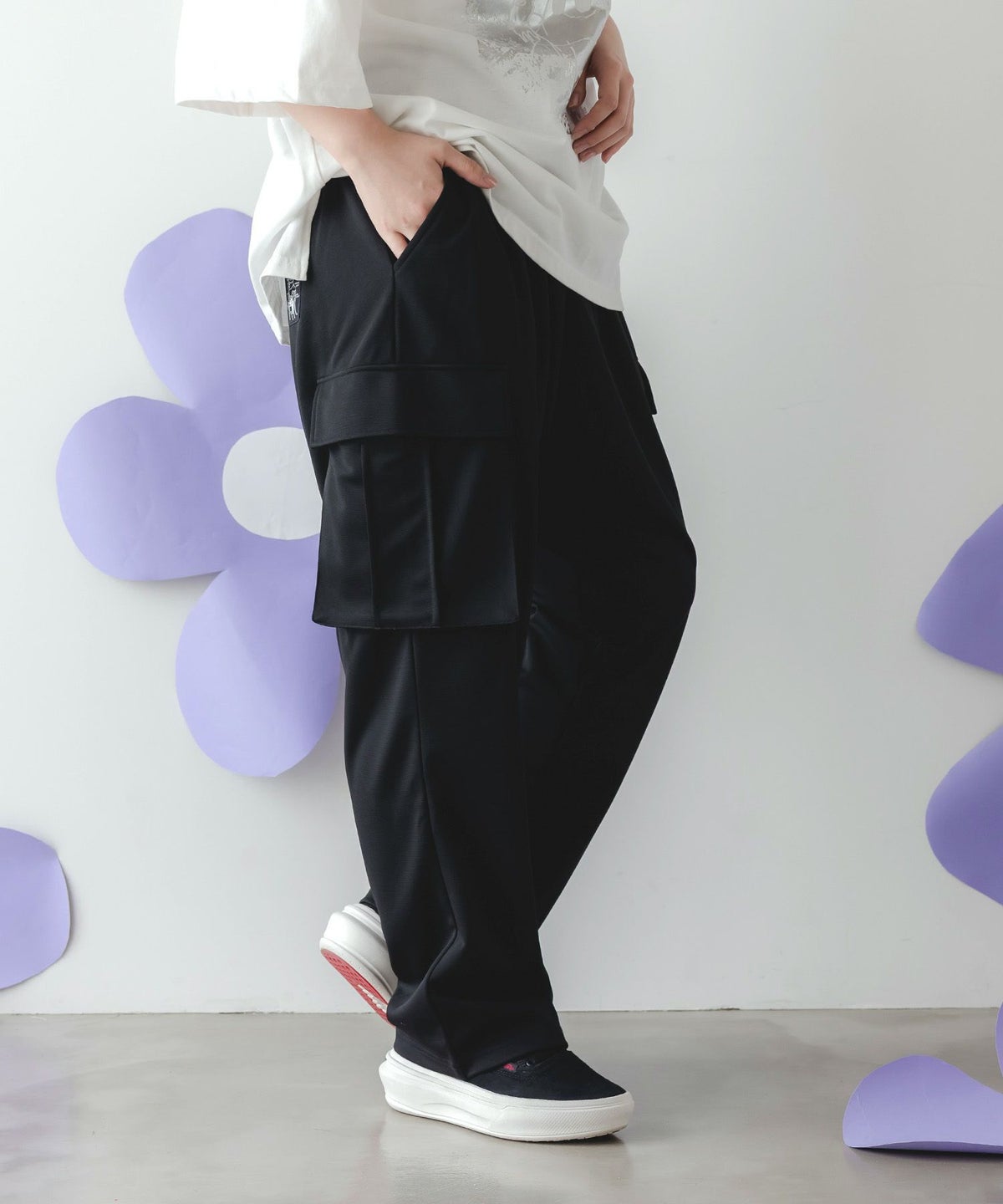 くいしんぼうバーガー柄 リラックスサルエルパンツ-4