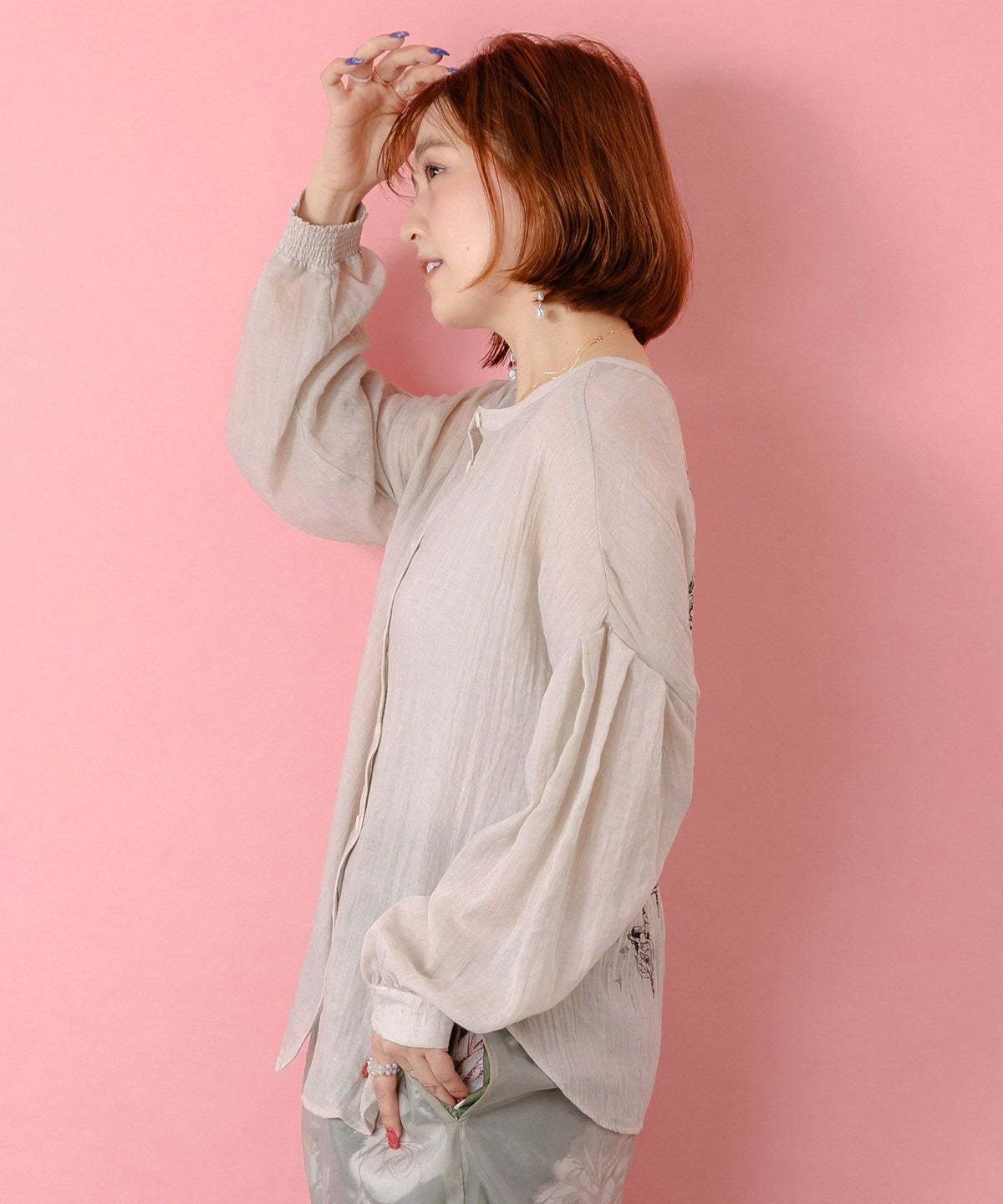 パリ柄ガーゼ 2WAYシャツプルオーバー-4