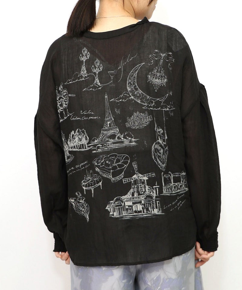 パリ柄ガーゼ 2WAYシャツプルオーバー-17