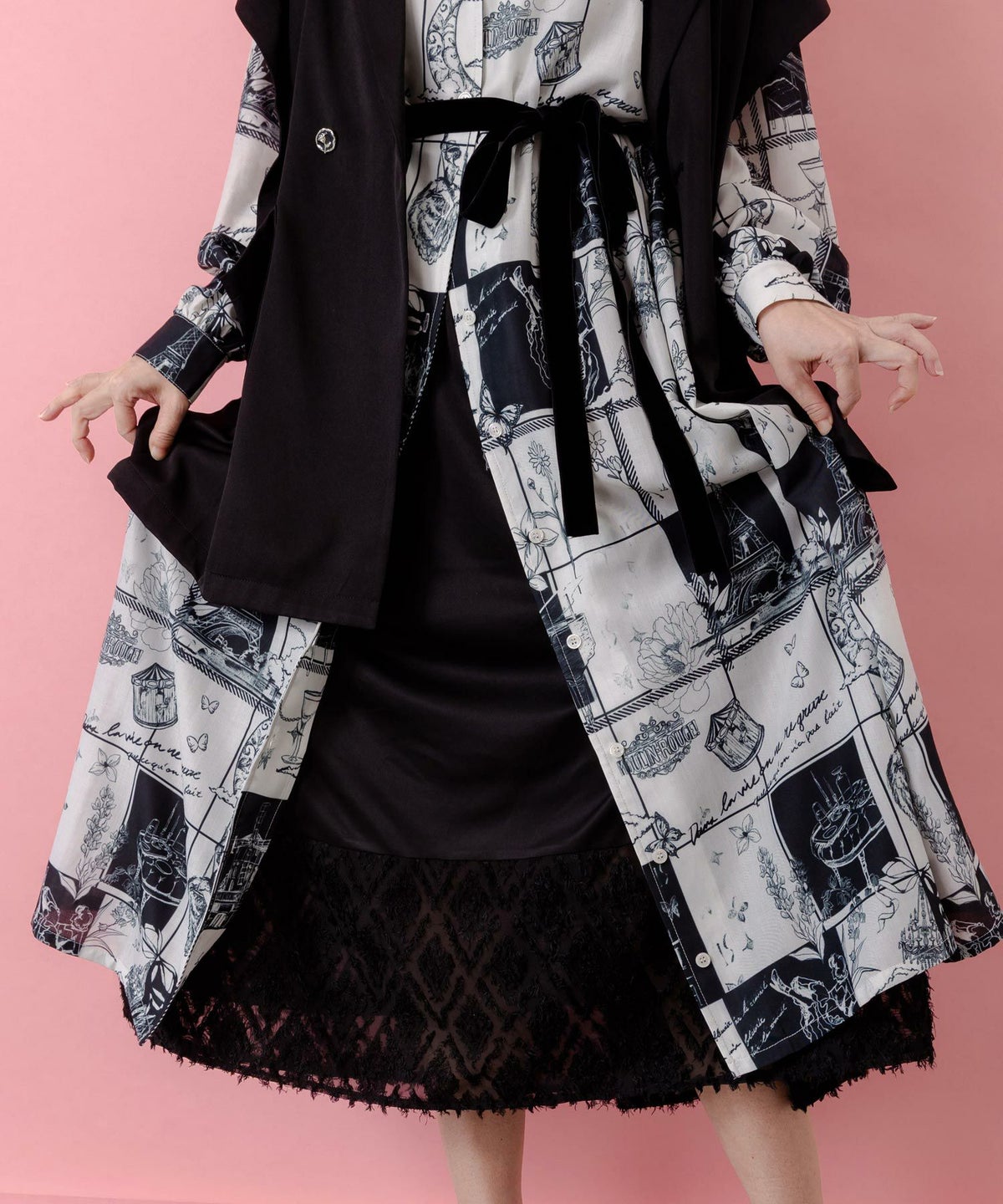 シフォン切替インナーワンピース-3