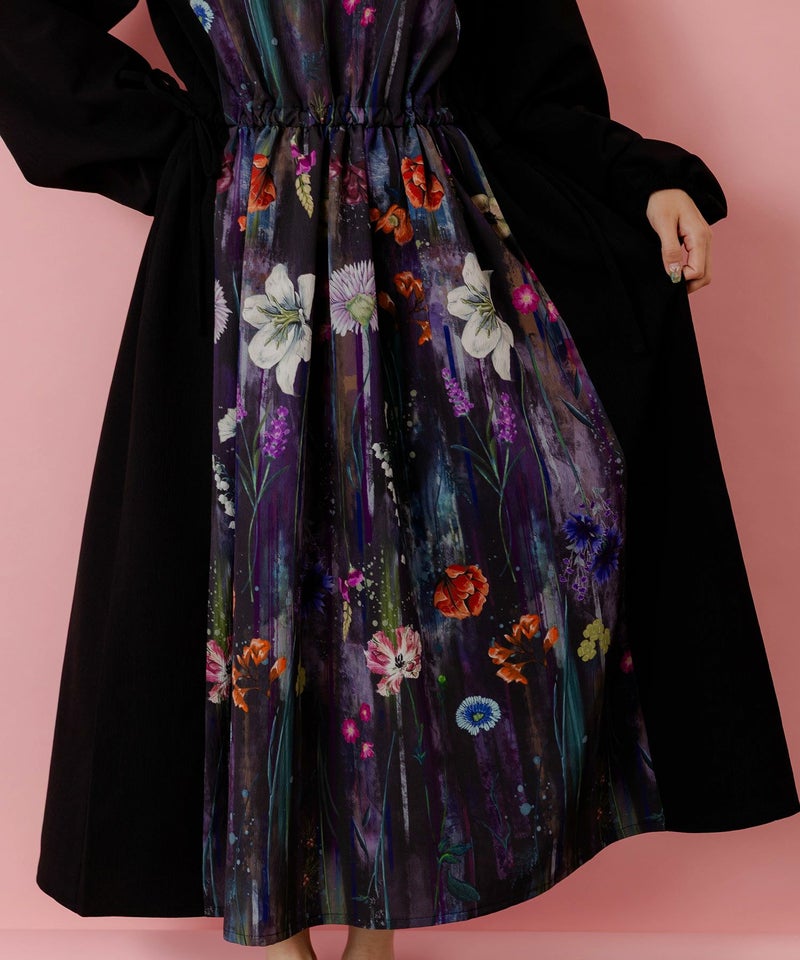 花柄アート切替ワンピース-7