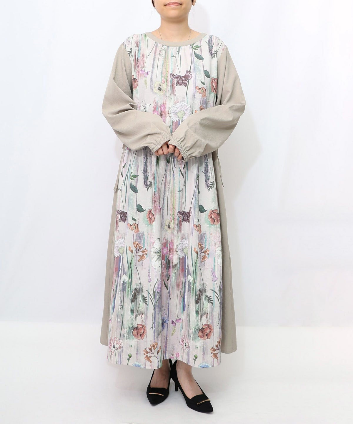 花柄アート切替ワンピース-9