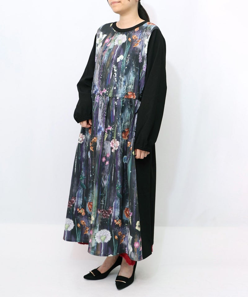 花柄アート切替ワンピース-14