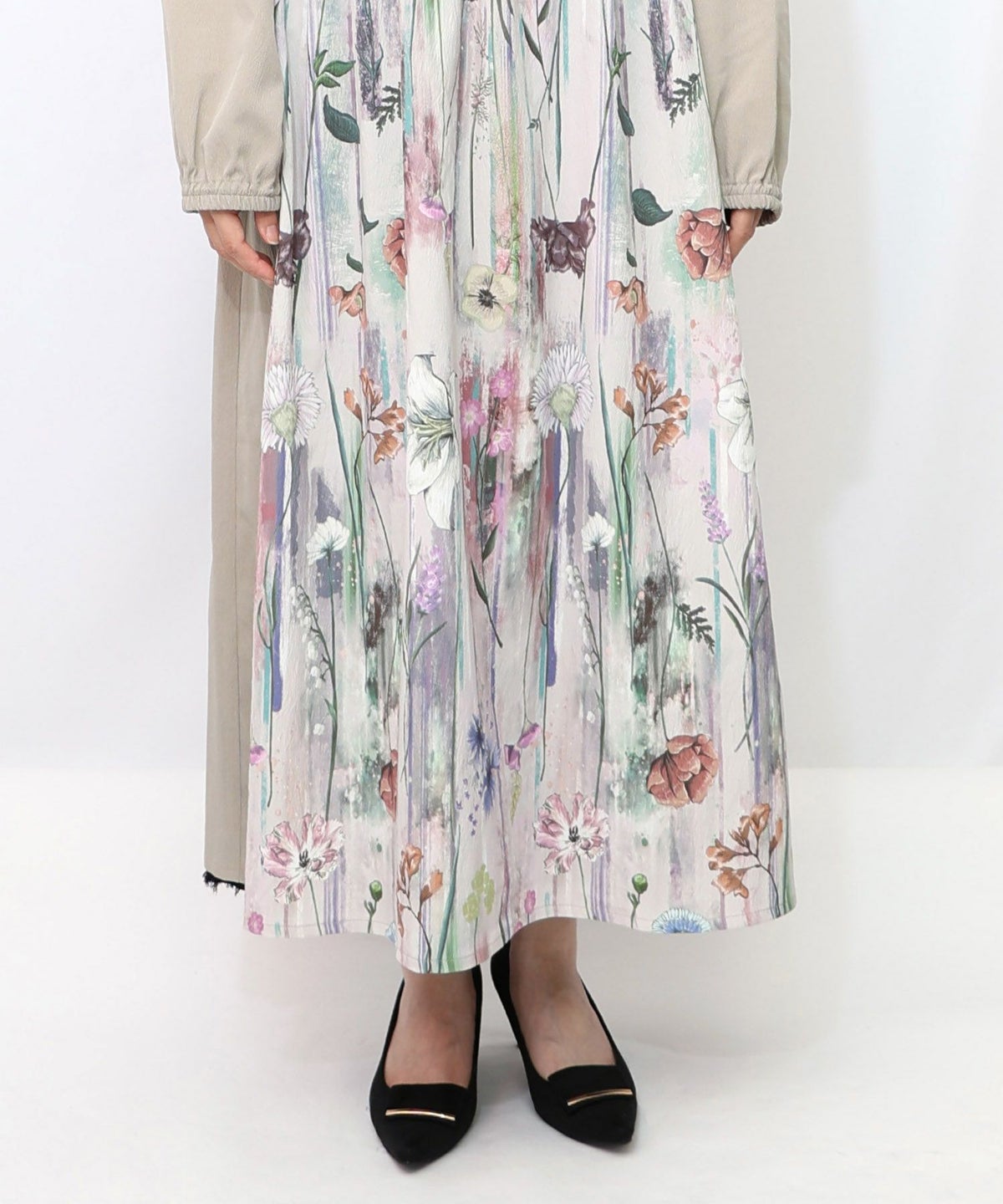 花柄アート切替ワンピース-19