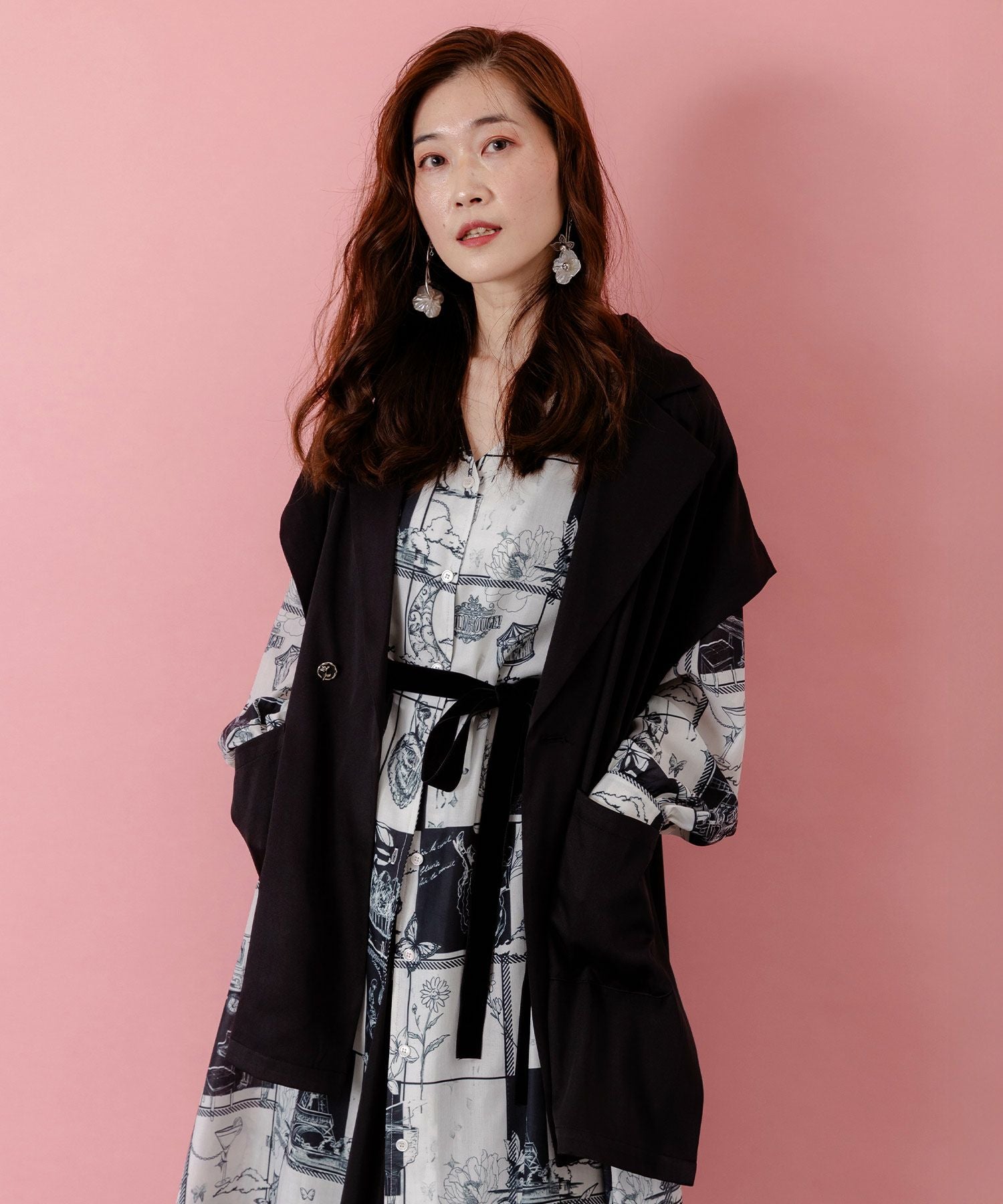 553210：リボン刺繍テーラードジレの通販-ScoLar