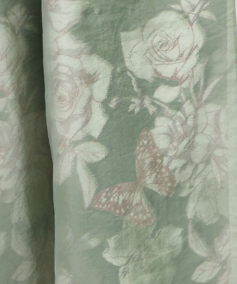 花柄ゴブラン織り風 シアー生地重ねパンツ-20