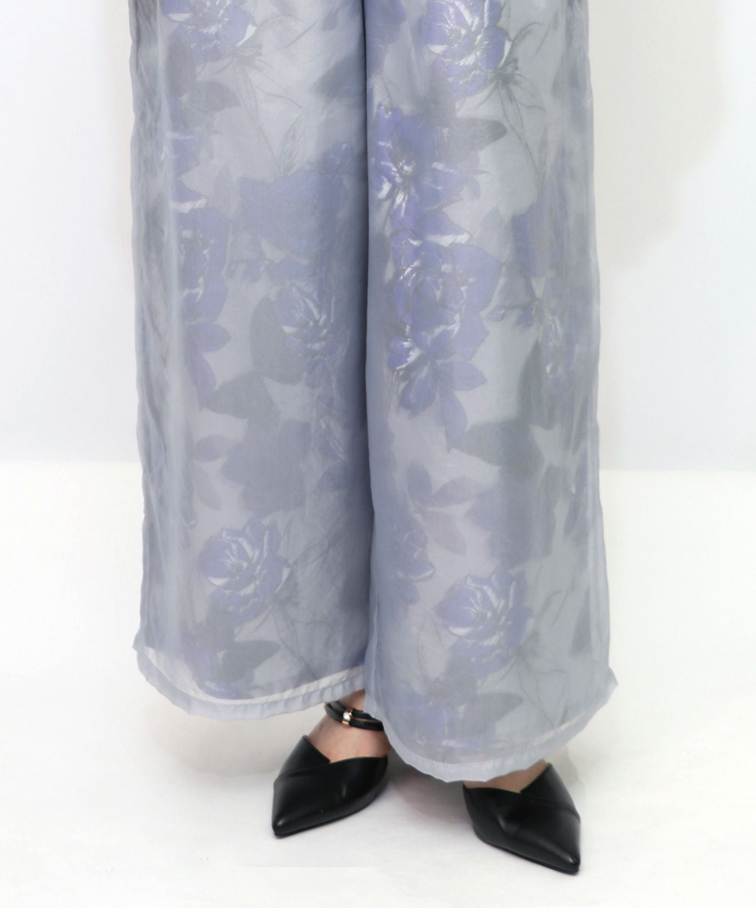 553209：花柄ゴブラン織り風 シアー生地重ねパンツの通販-ScoLar