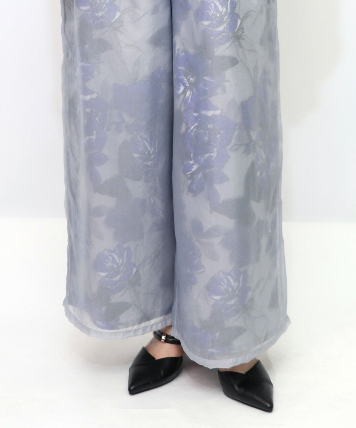 花柄ゴブラン織り風 シアー生地重ねパンツ-23