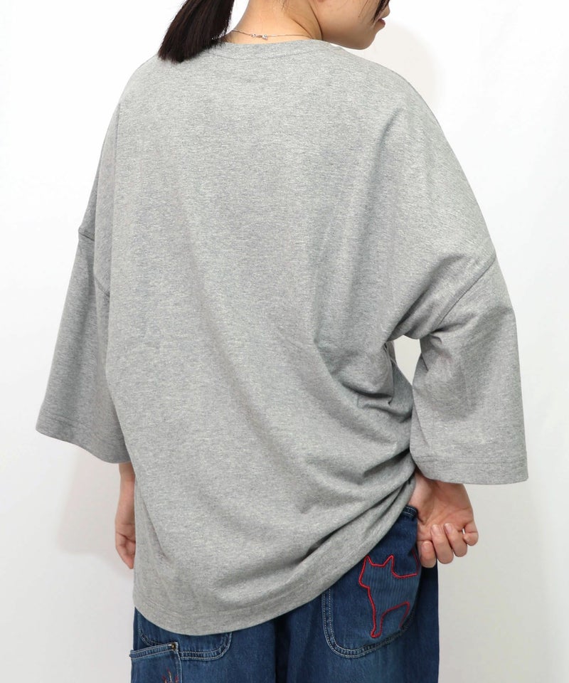 にゃんもろこしプリント 8分袖Tシャツ-14