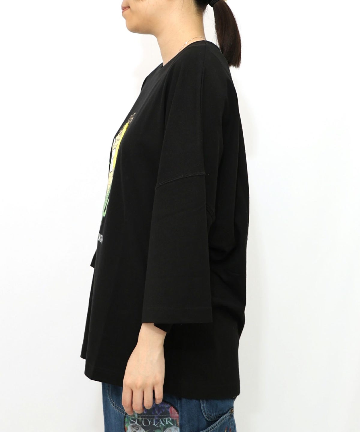 にゃんもろこしプリント 8分袖Tシャツ-17