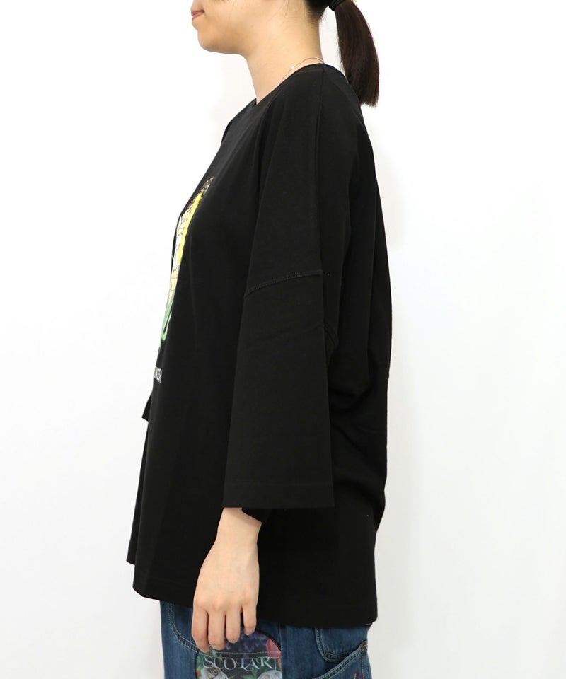 にゃんもろこしプリント 8分袖Tシャツ-17