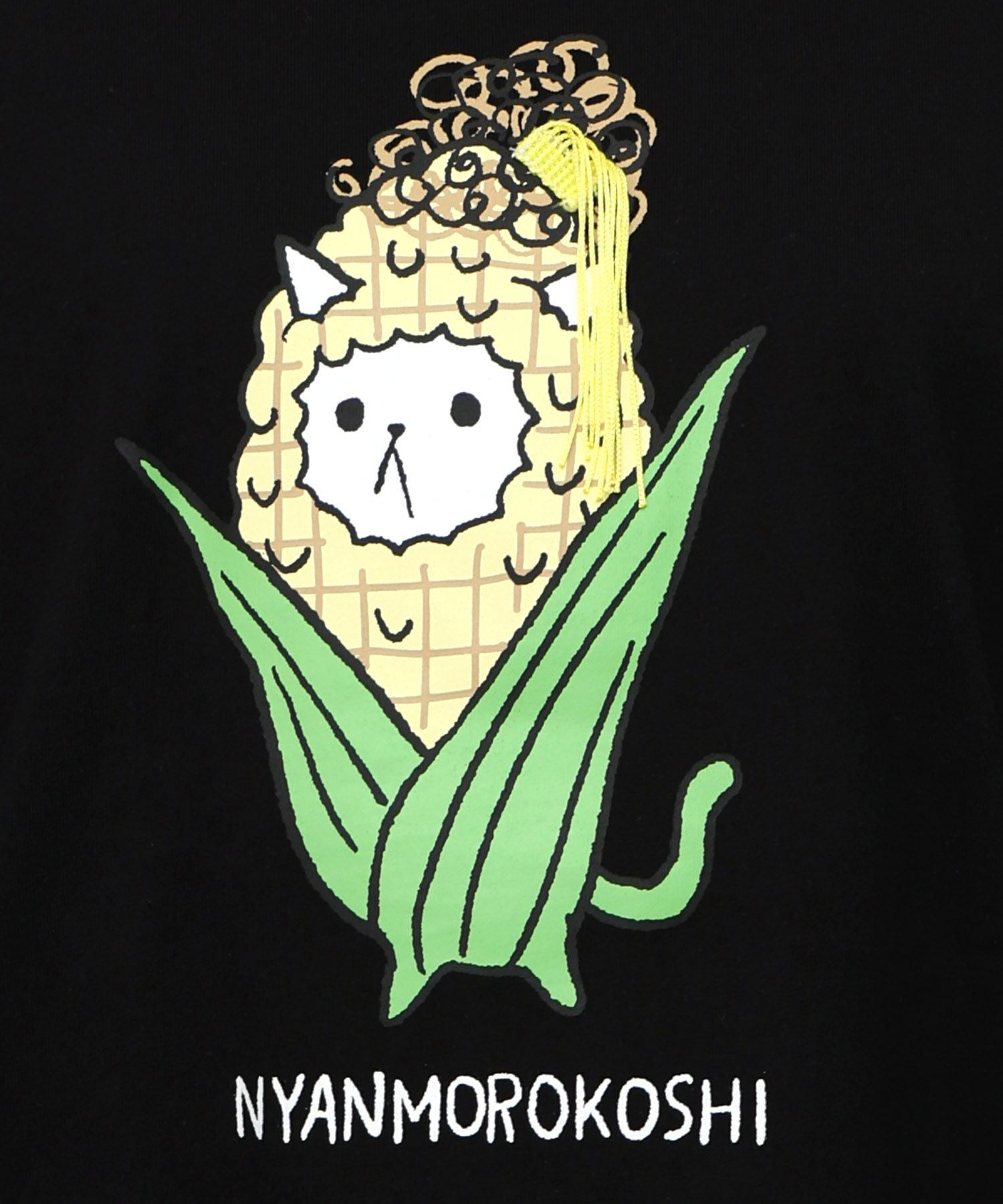 353103：にゃんもろこしプリント 8分袖Tシャツの通販-ScoLar