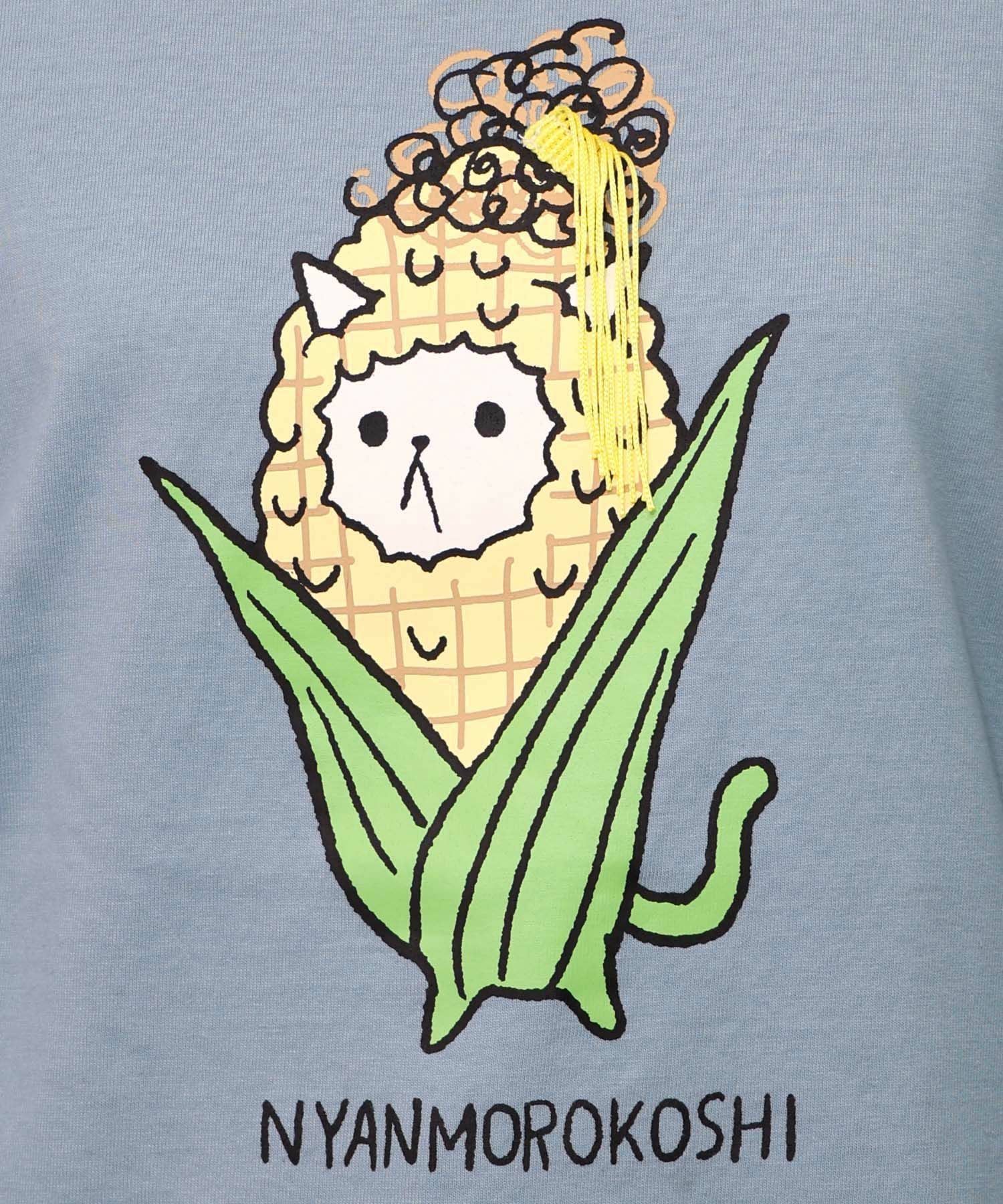 353103：にゃんもろこしプリント 8分袖Tシャツの通販-ScoLar