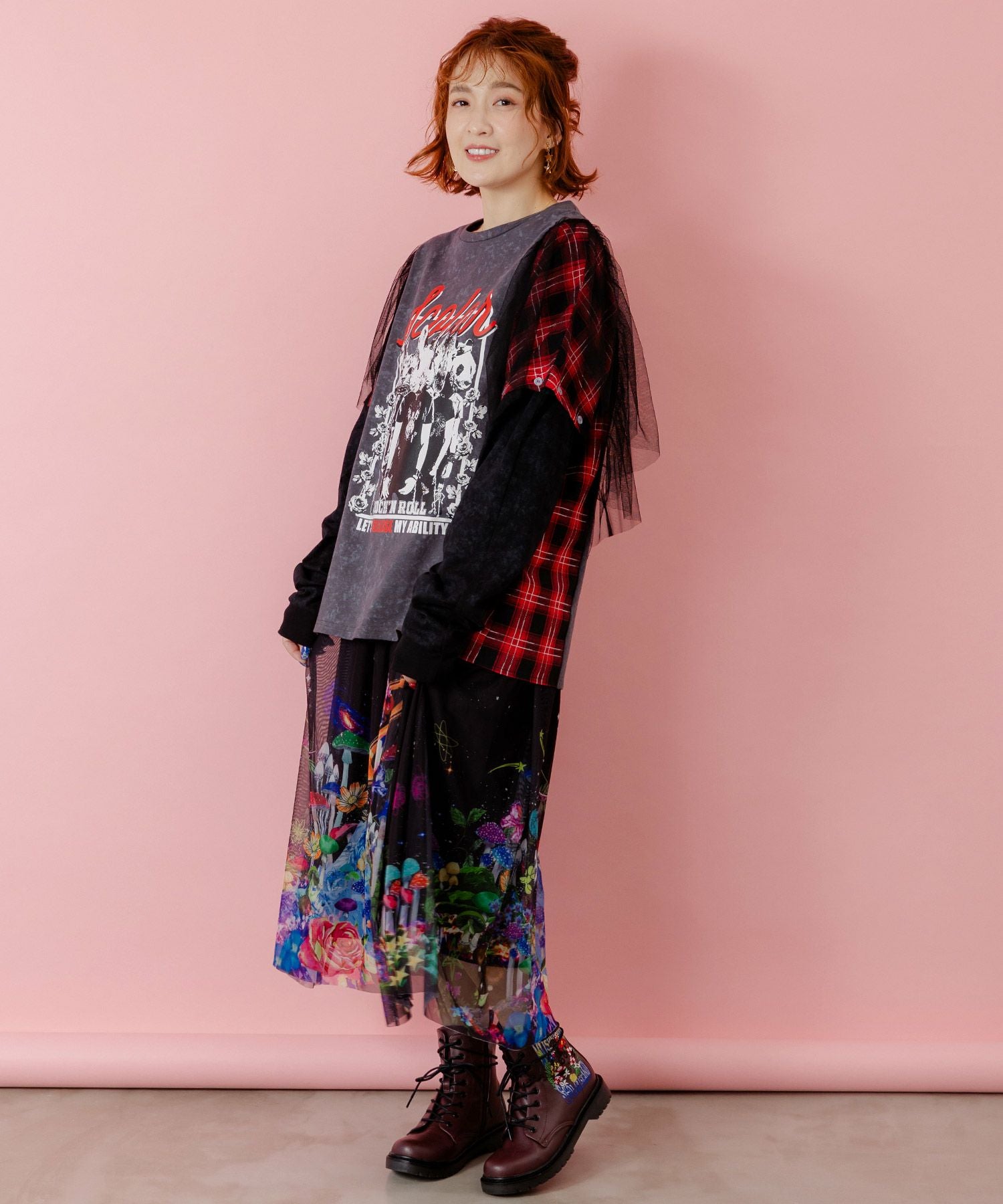 153633：ロックなアニマル柄 異素材切替2WAYロンTの通販-ScoLar