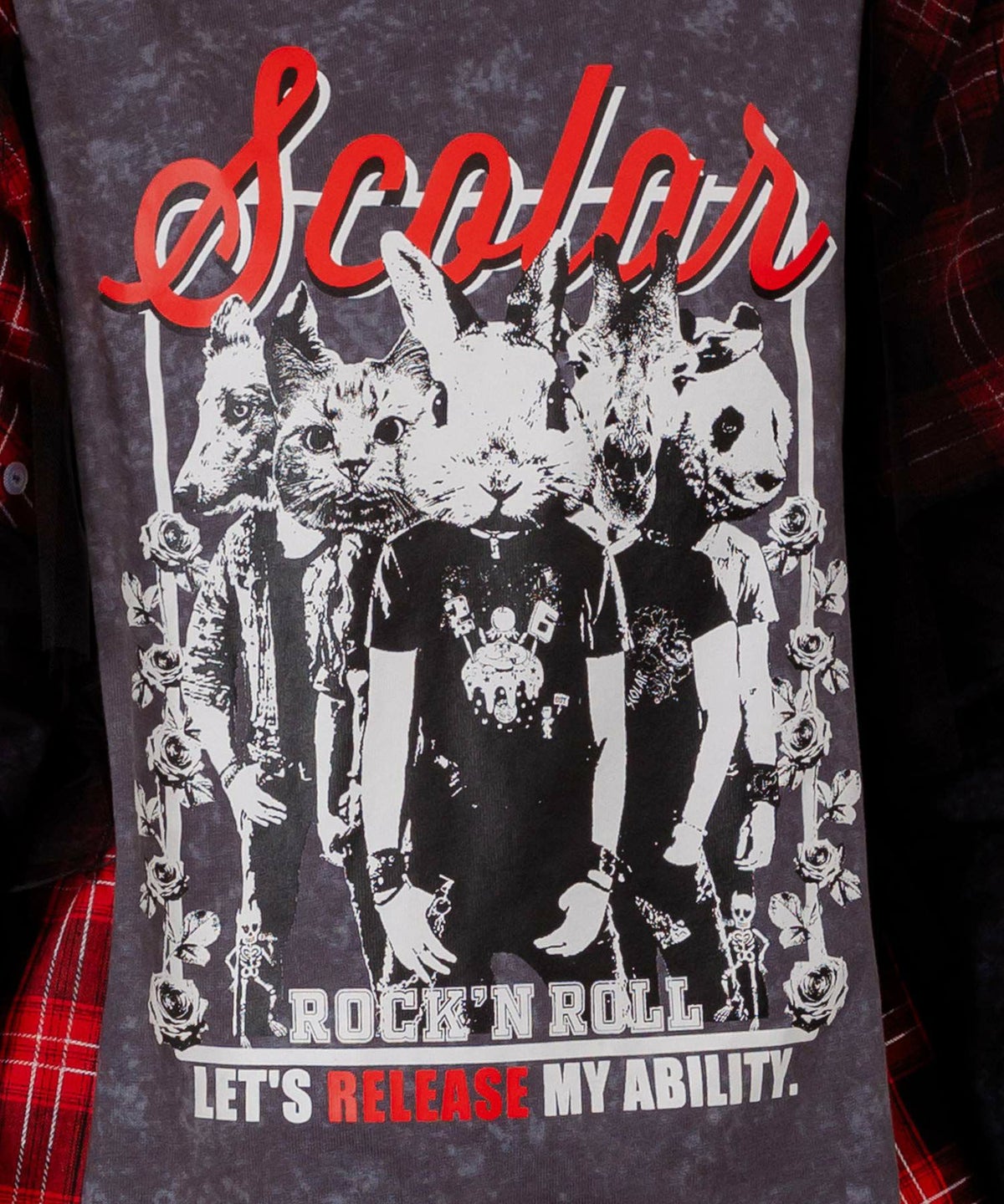 ロックなアニマル柄 異素材切替2WAYロンT-6