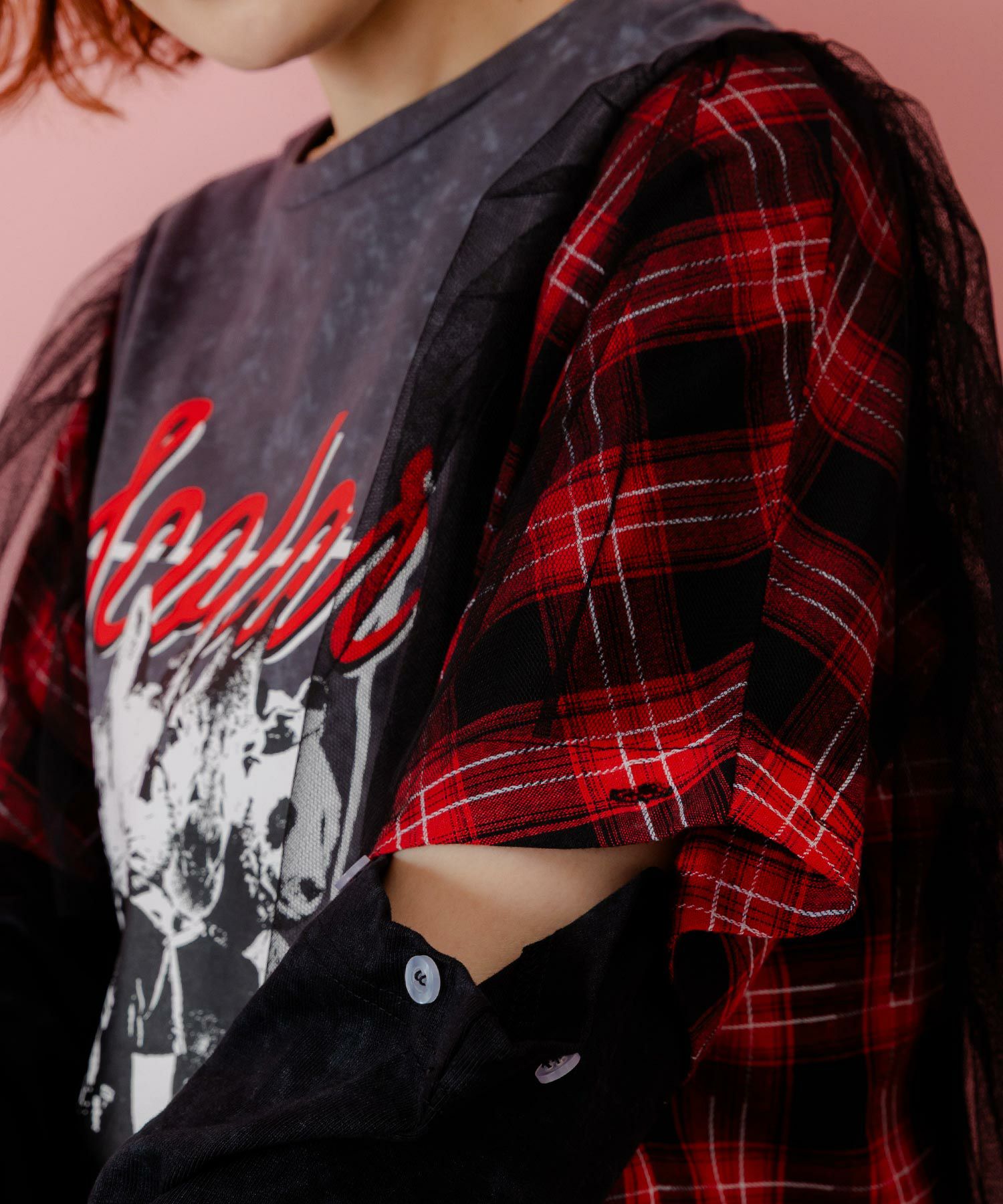 153633：ロックなアニマル柄 異素材切替2WAYロンTの通販-ScoLar