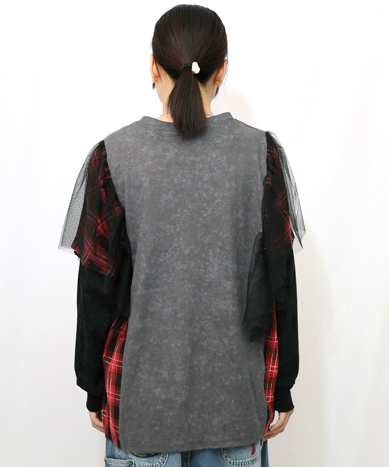 153633：ロックなアニマル柄 異素材切替2WAYロンTの通販-ScoLar