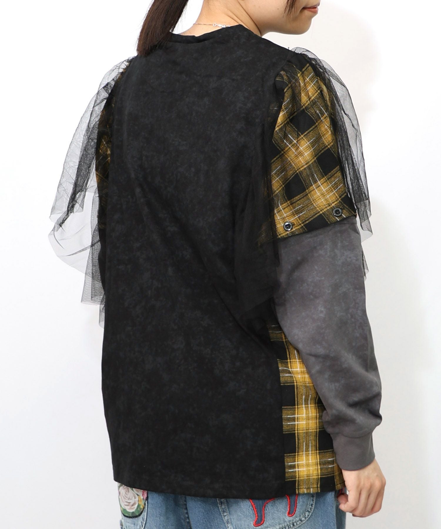 153633：ロックなアニマル柄 異素材切替2WAYロンTの通販-ScoLar