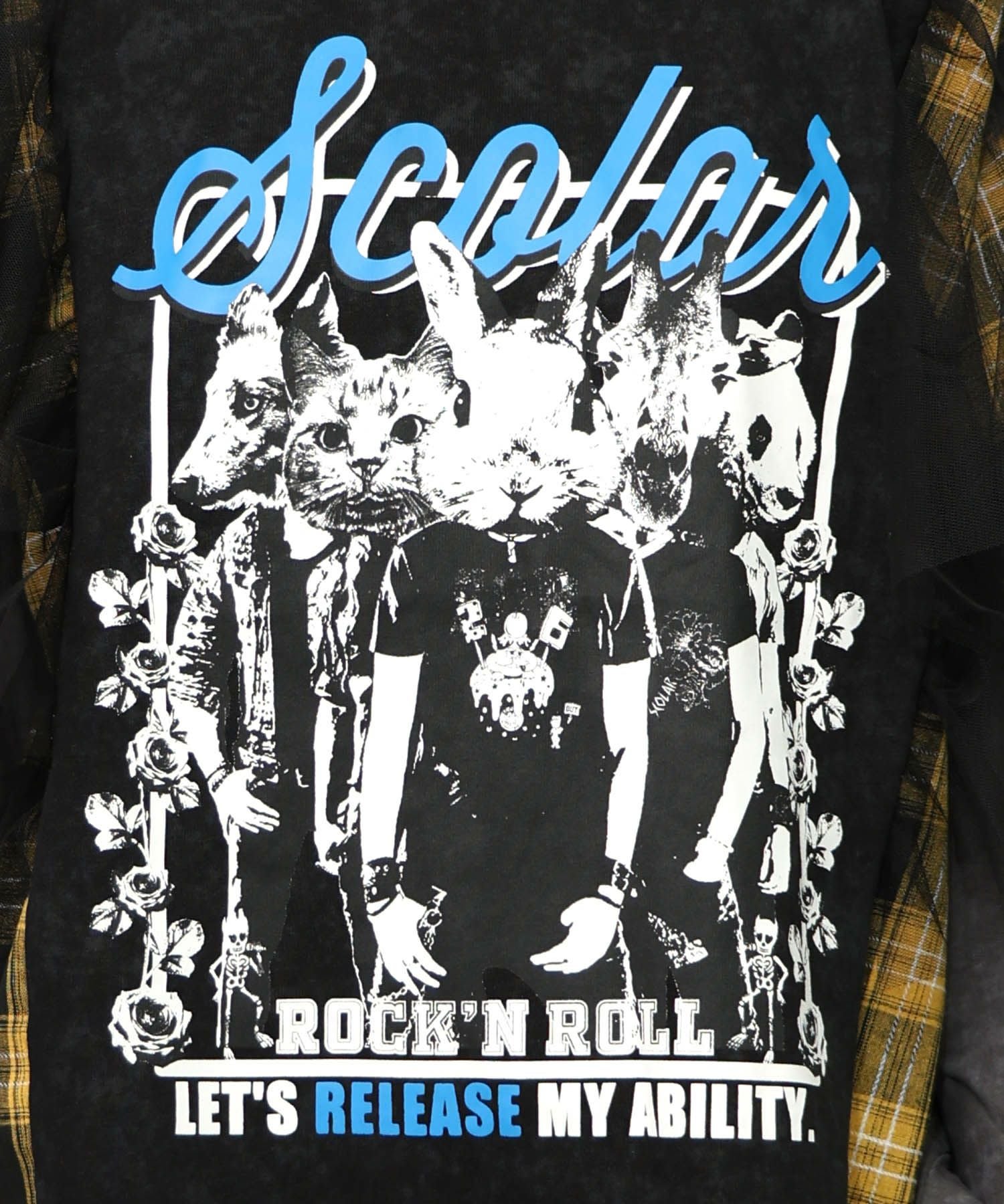 153633：ロックなアニマル柄 異素材切替2WAYロンTの通販-ScoLar