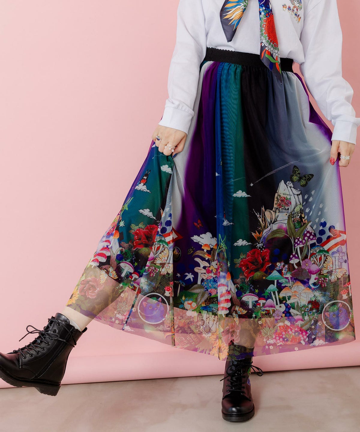 キノコの惑星柄チュールスカート-4