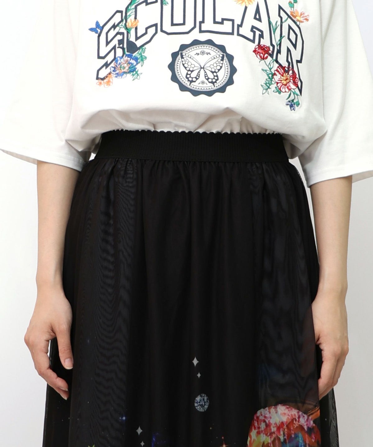 キノコの惑星柄チュールスカート-17