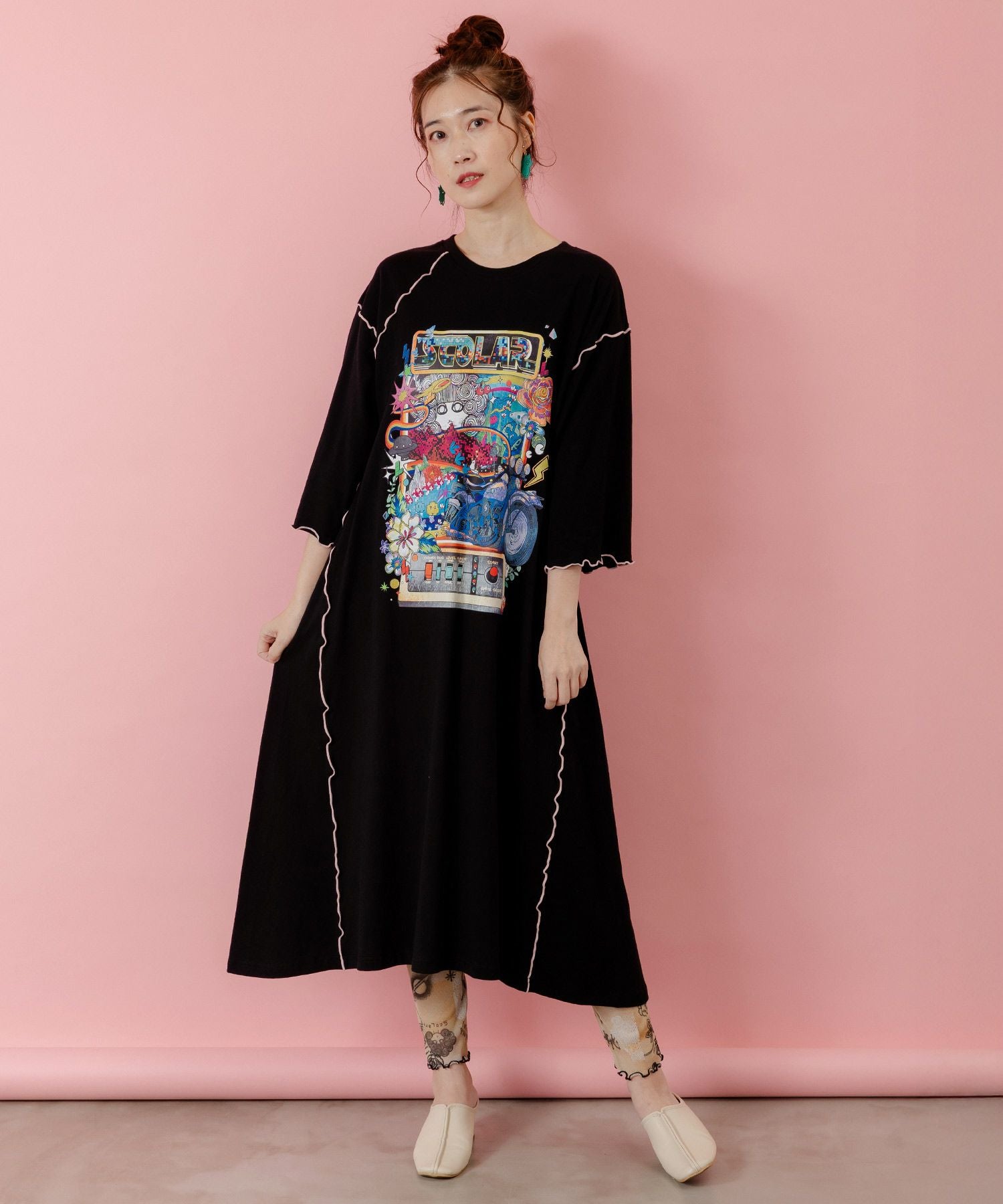 153625：バイクゲーム柄メロウ切替ワンピースの通販-ScoLar