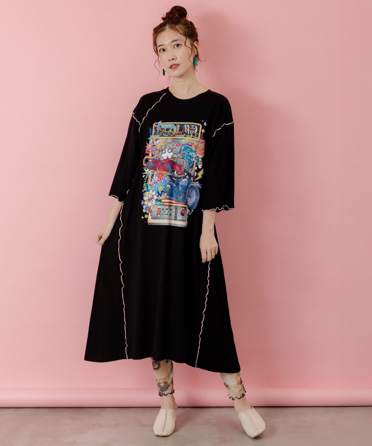 バイクゲーム柄メロウ切替ワンピース-1