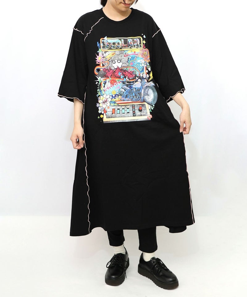 バイクゲーム柄メロウ切替ワンピース-10