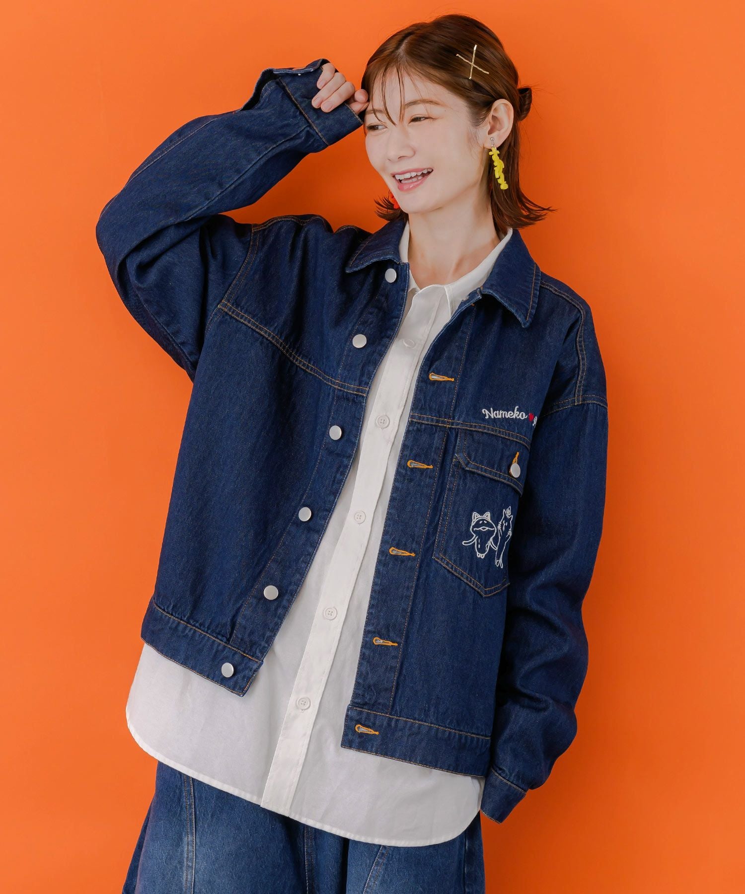 353101：なめことネコずきんのおつかい デニムジャケットの通販-ScoLar