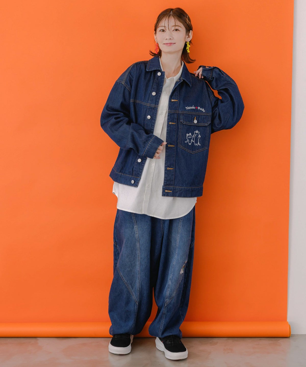 なめことネコずきんのおつかい デニムジャケット-4