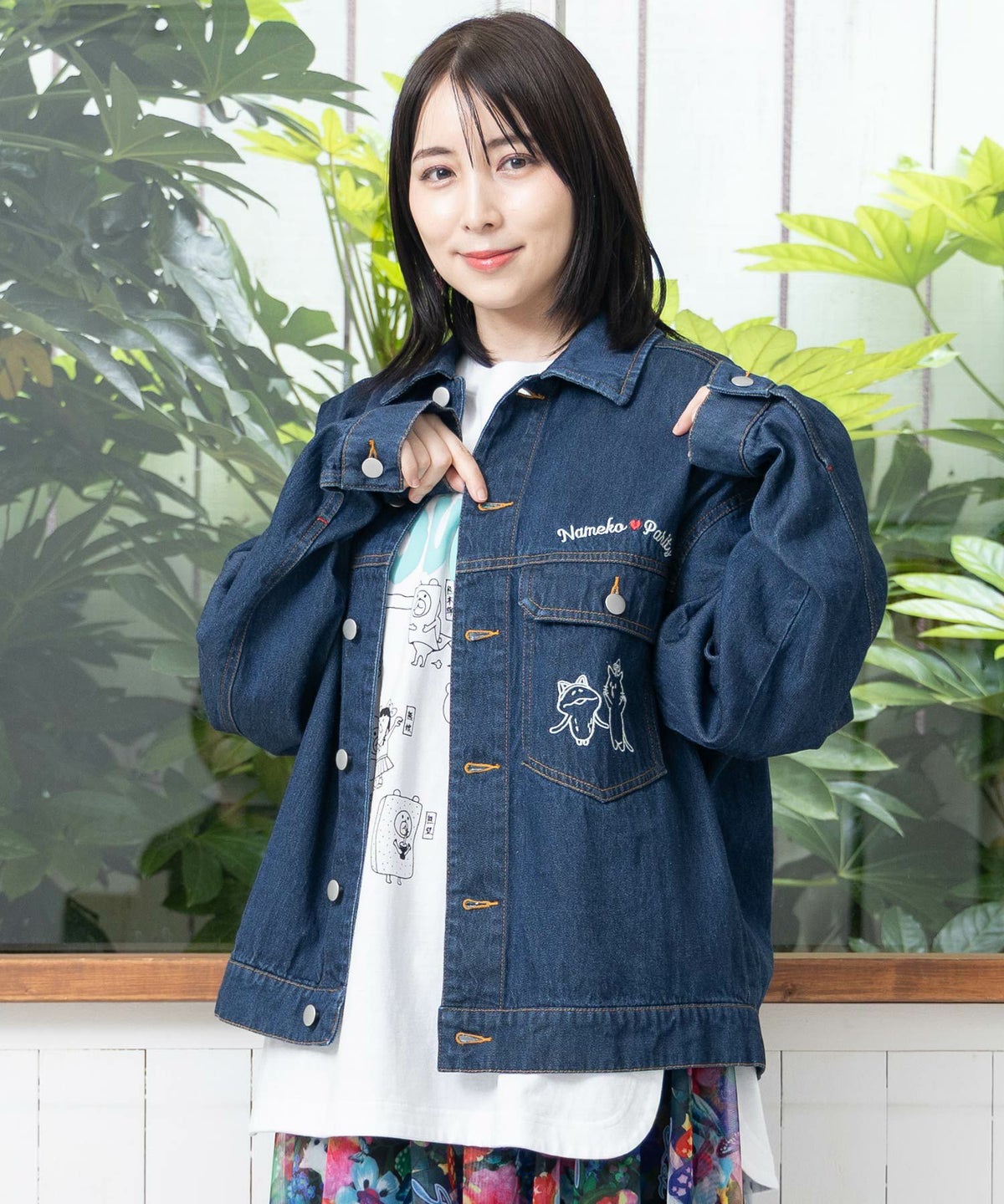 なめことネコずきんのおつかい デニムジャケット-11