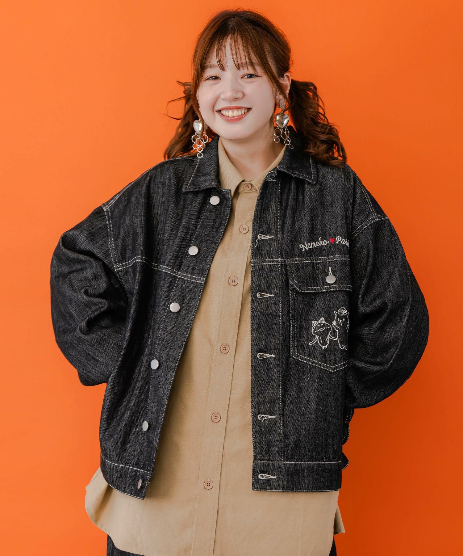 353101：なめことネコずきんのおつかい デニムジャケットの通販-ScoLar