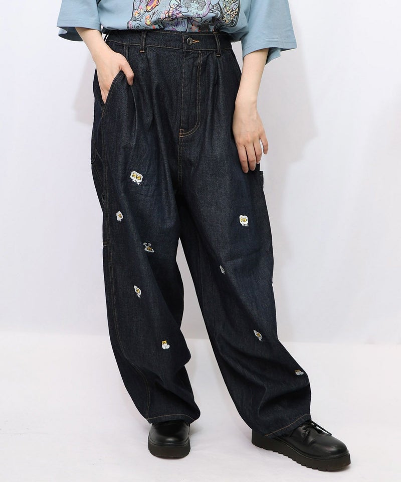 パリティーのネコ目玉焼き刺繍パンツ-11