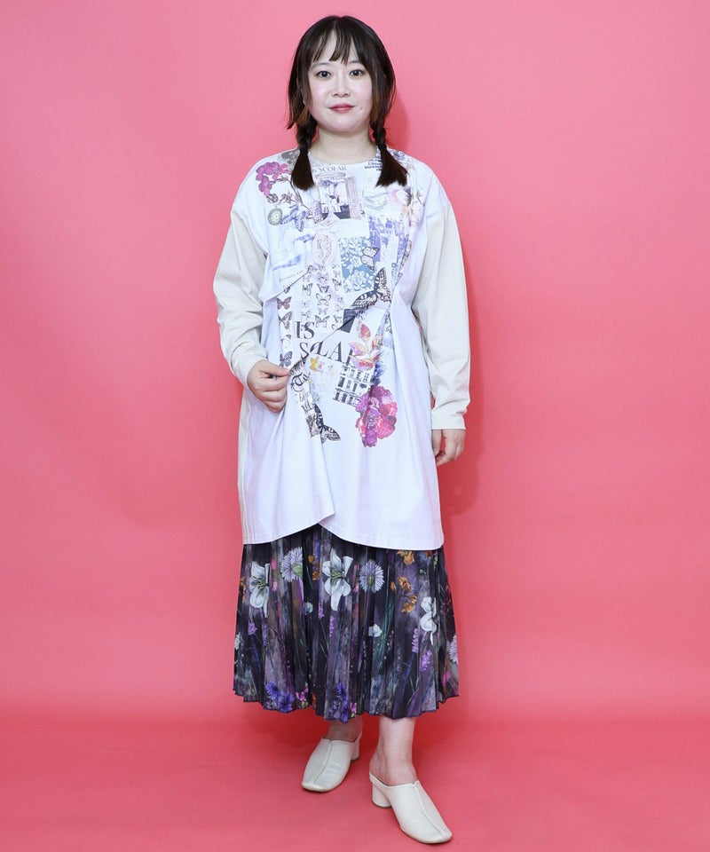 花蝶コラージュ柄ワンピース-2