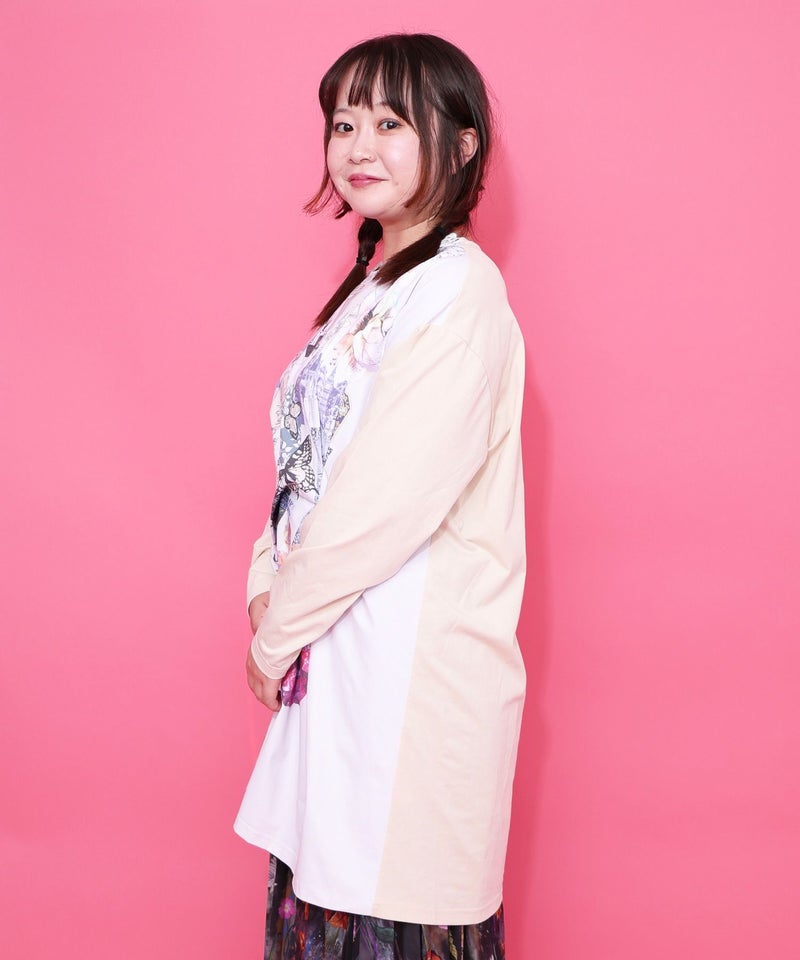 花蝶コラージュ柄ワンピース-4