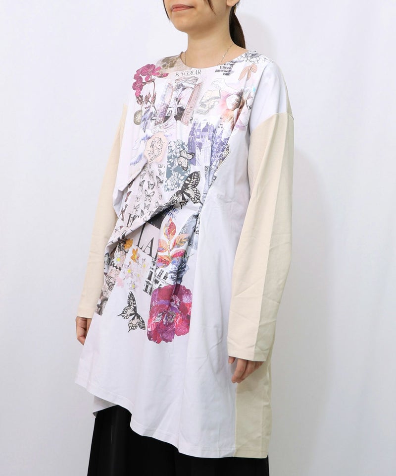 花蝶コラージュ柄ワンピース-8