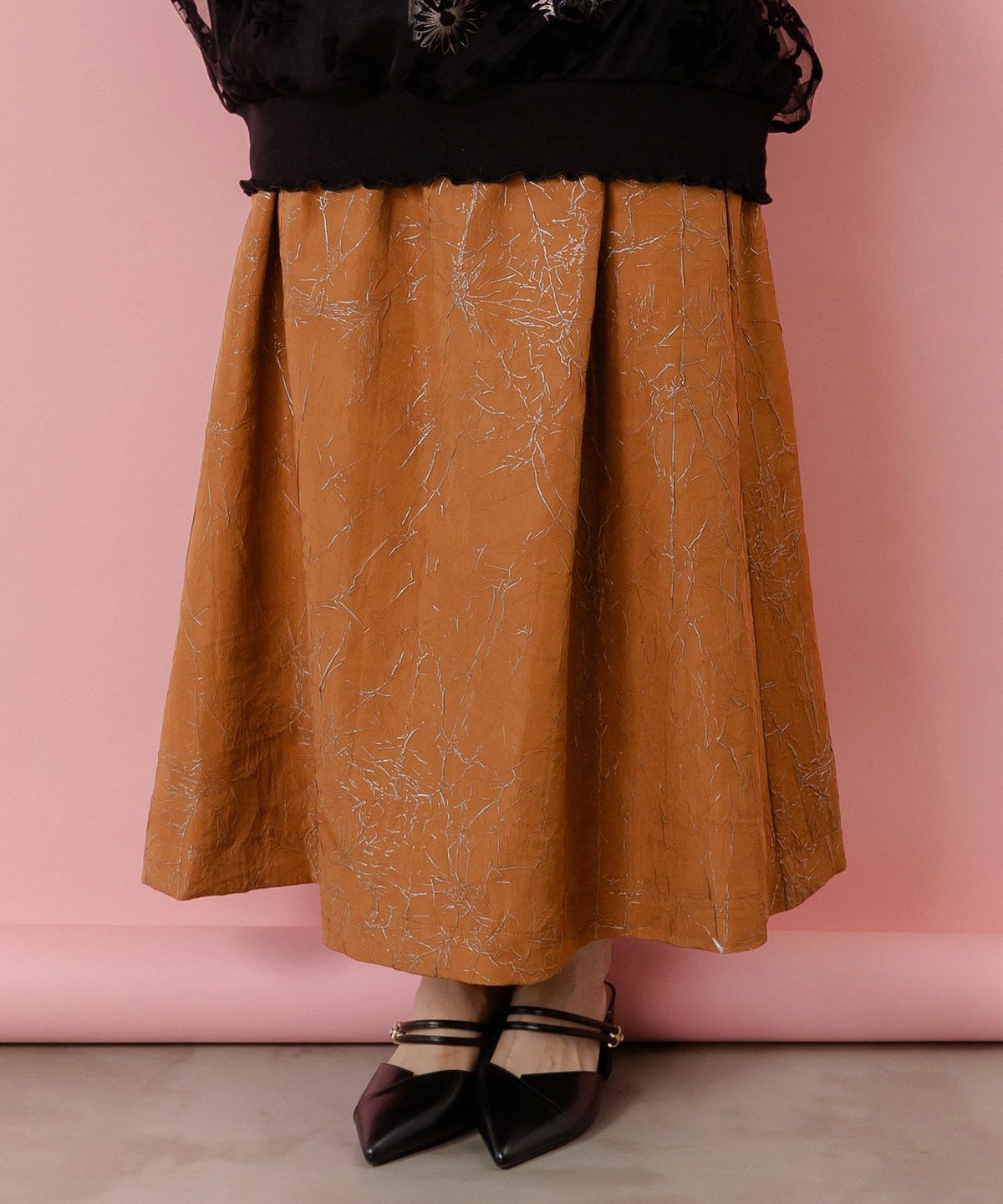 パリ・アート柄 リバーシブルプリーツスカート-6