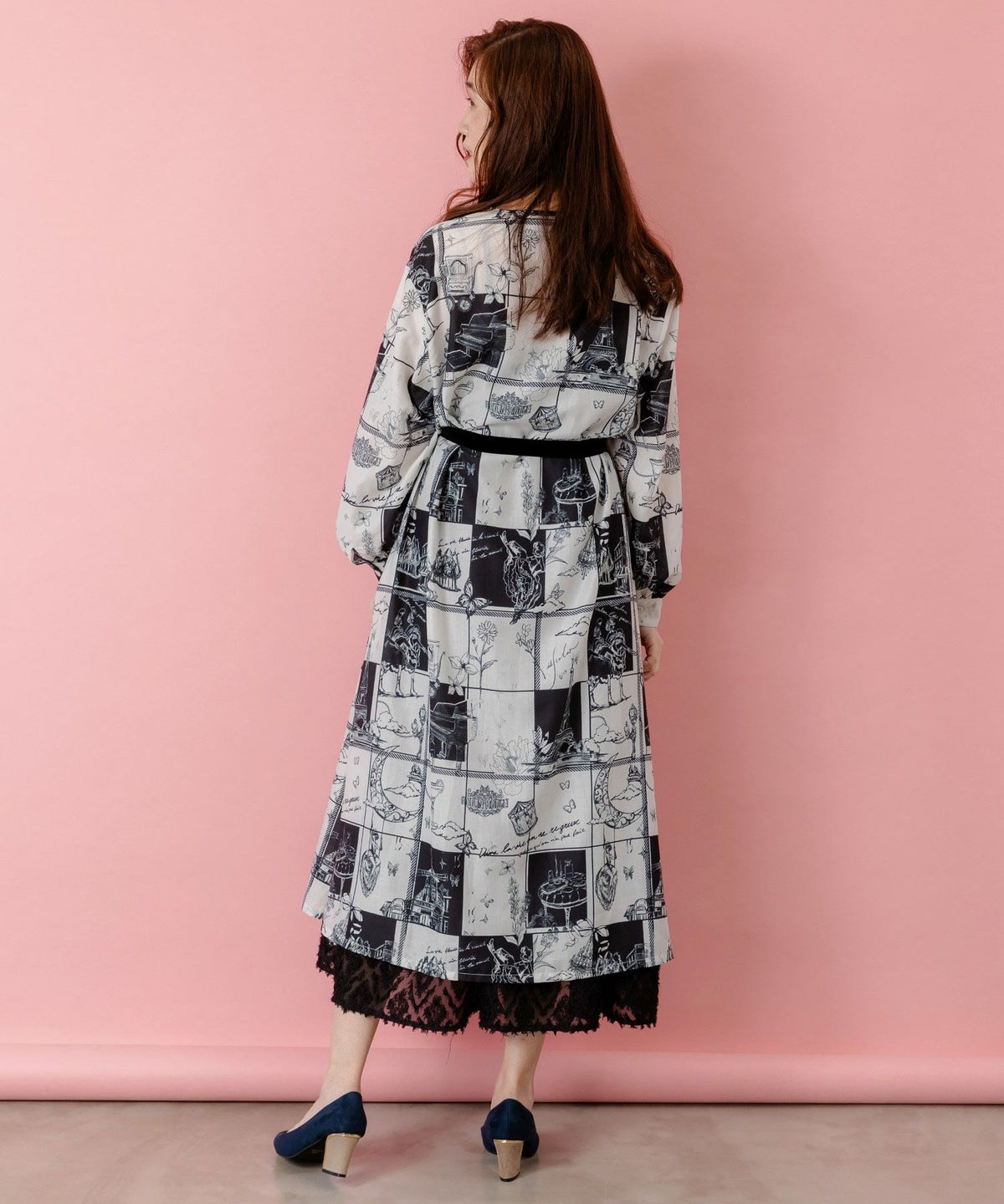 パリとブロックチェック柄ワンピース-5