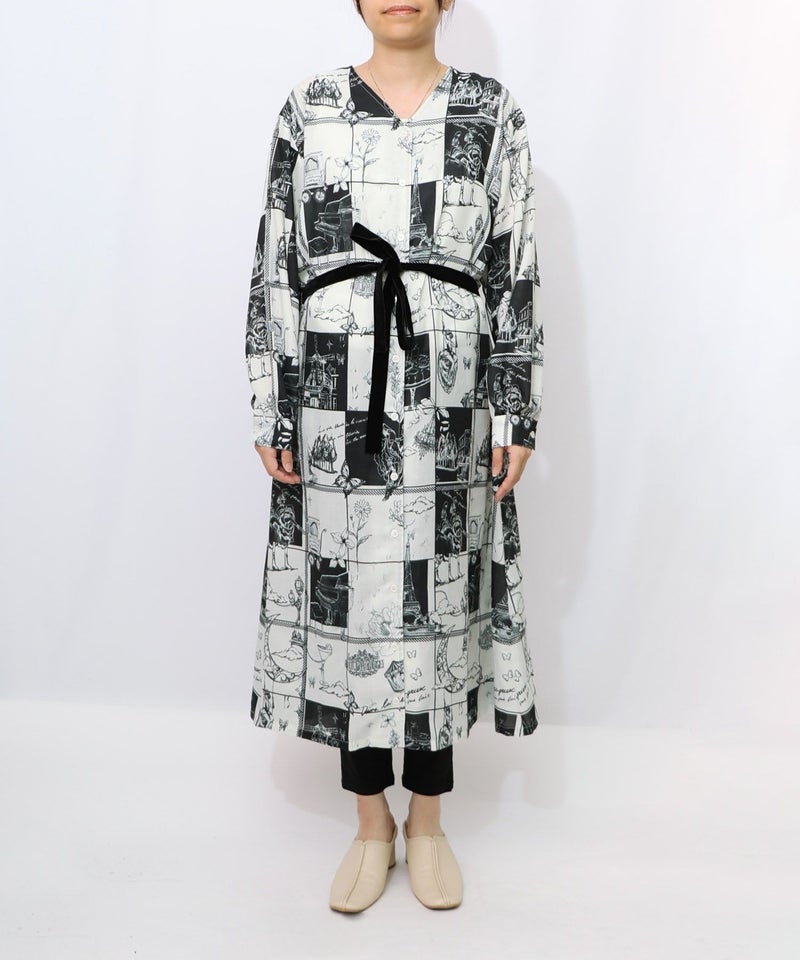 パリとブロックチェック柄ワンピース-9