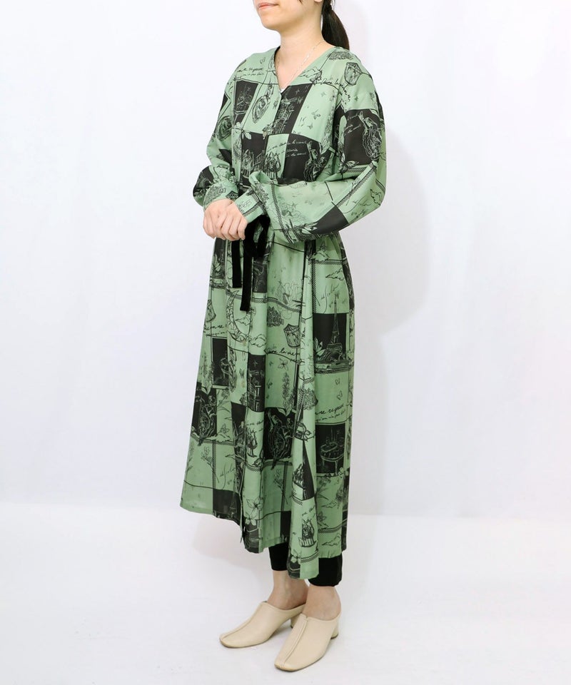 パリとブロックチェック柄ワンピース-14