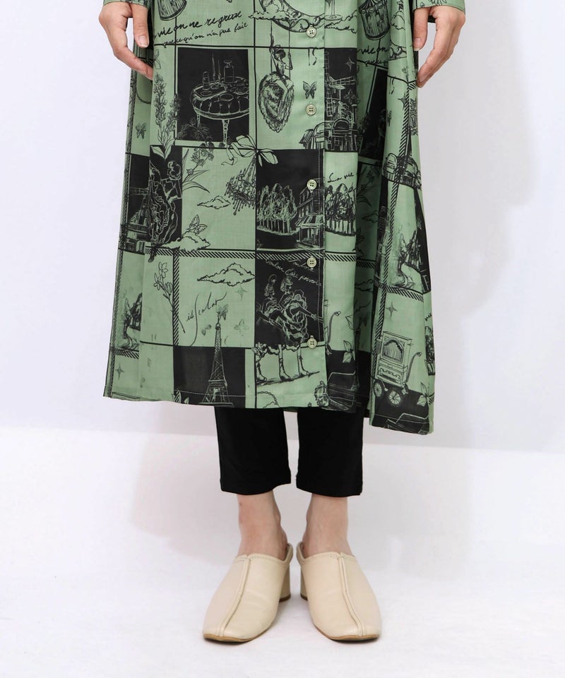 パリとブロックチェック柄ワンピース-19