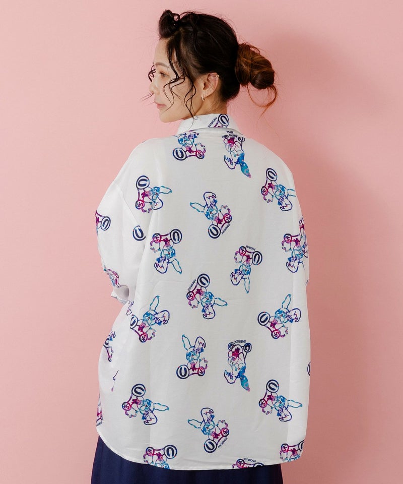 パチうさ×ラビル柄 ネクタイ付きシャツ-5