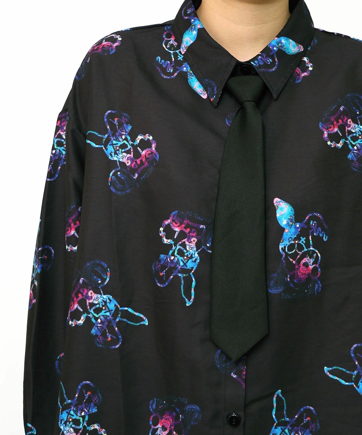 パチうさ×ラビル柄 ネクタイ付きシャツ-18