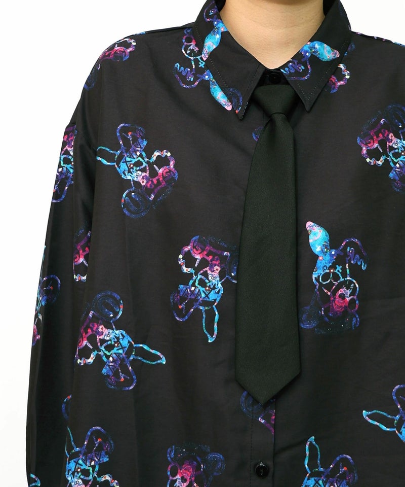 パチうさ×ラビル柄 ネクタイ付きシャツ-18