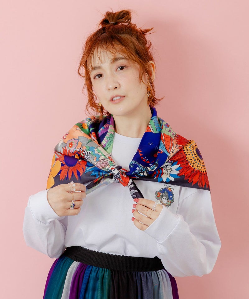 ぷりけつキノコ柄スカーフ付ロンTシャツ-12