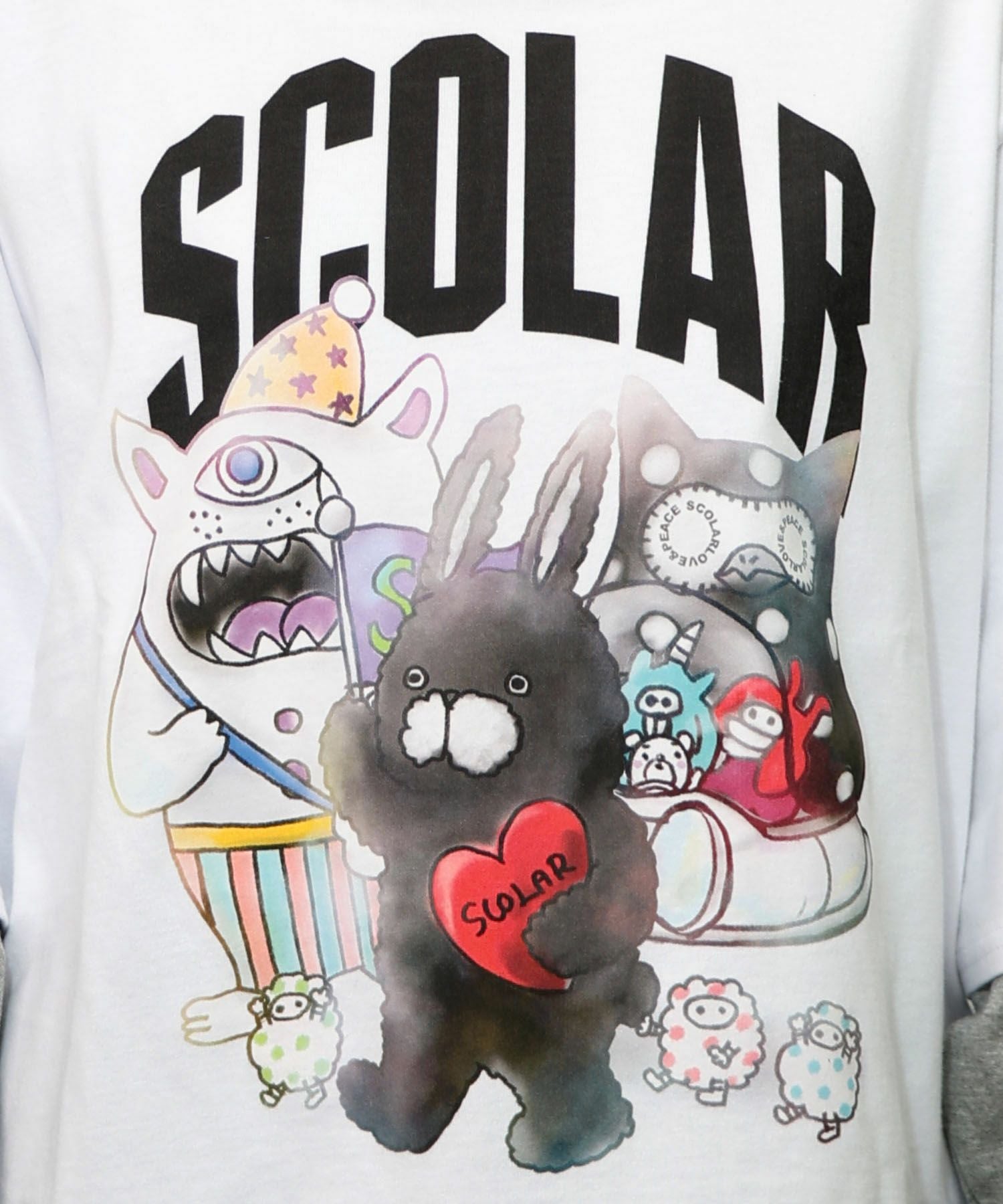 153623：スカラーキャラクターズ柄 レイヤード風ロンTの通販-ScoLar