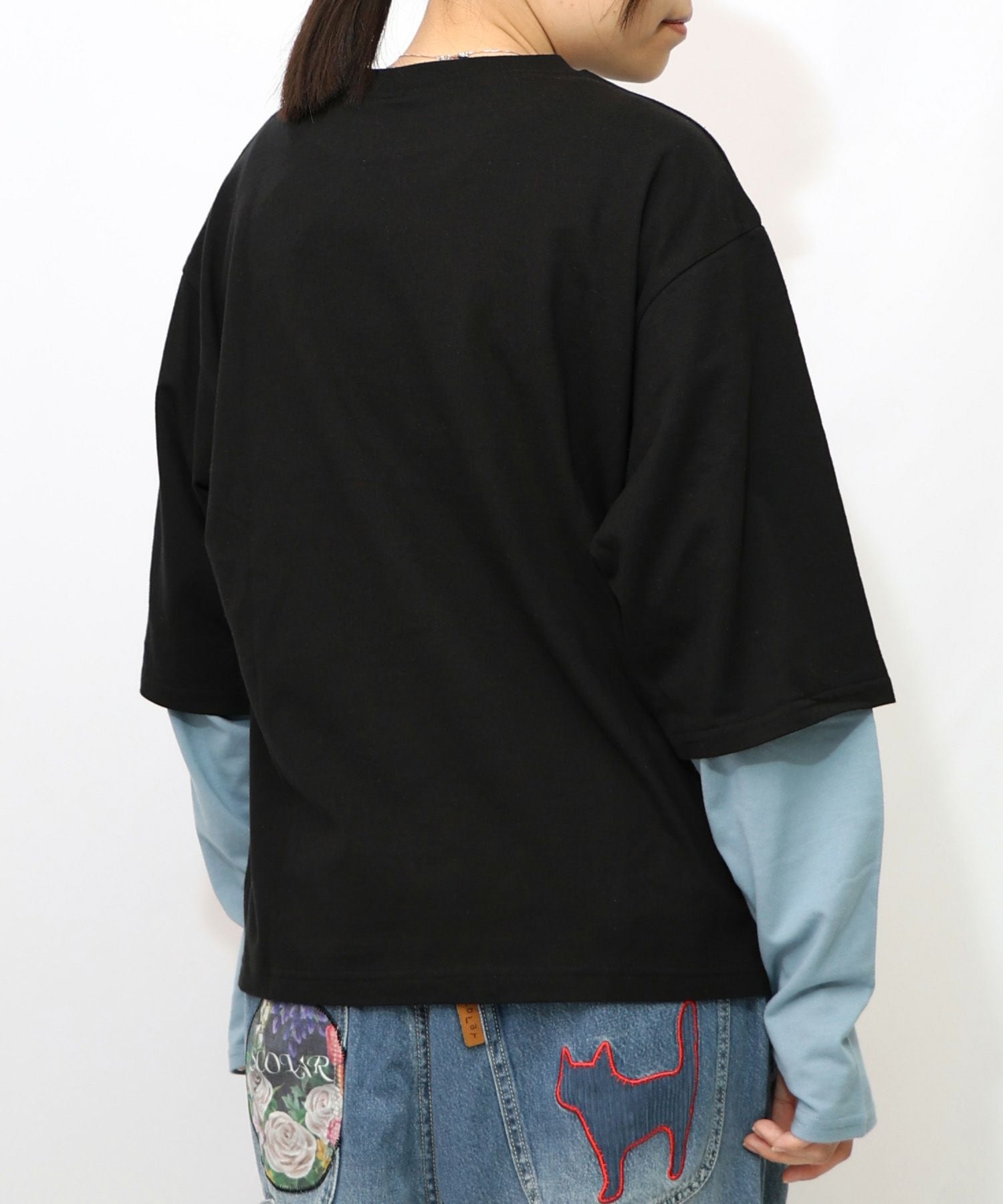 153623：スカラーキャラクターズ柄 レイヤード風ロンTの通販-ScoLar