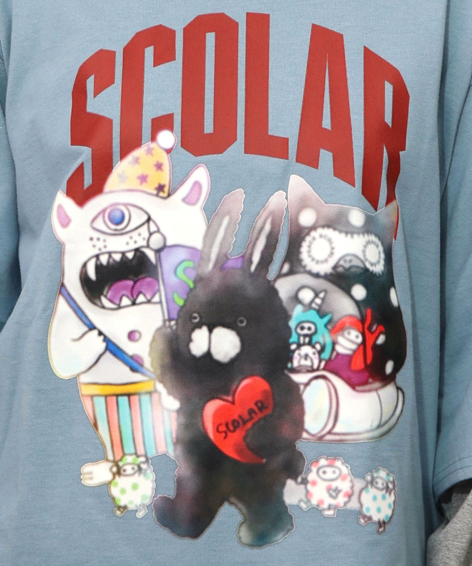 153623：スカラーキャラクターズ柄 レイヤード風ロンTの通販-ScoLar