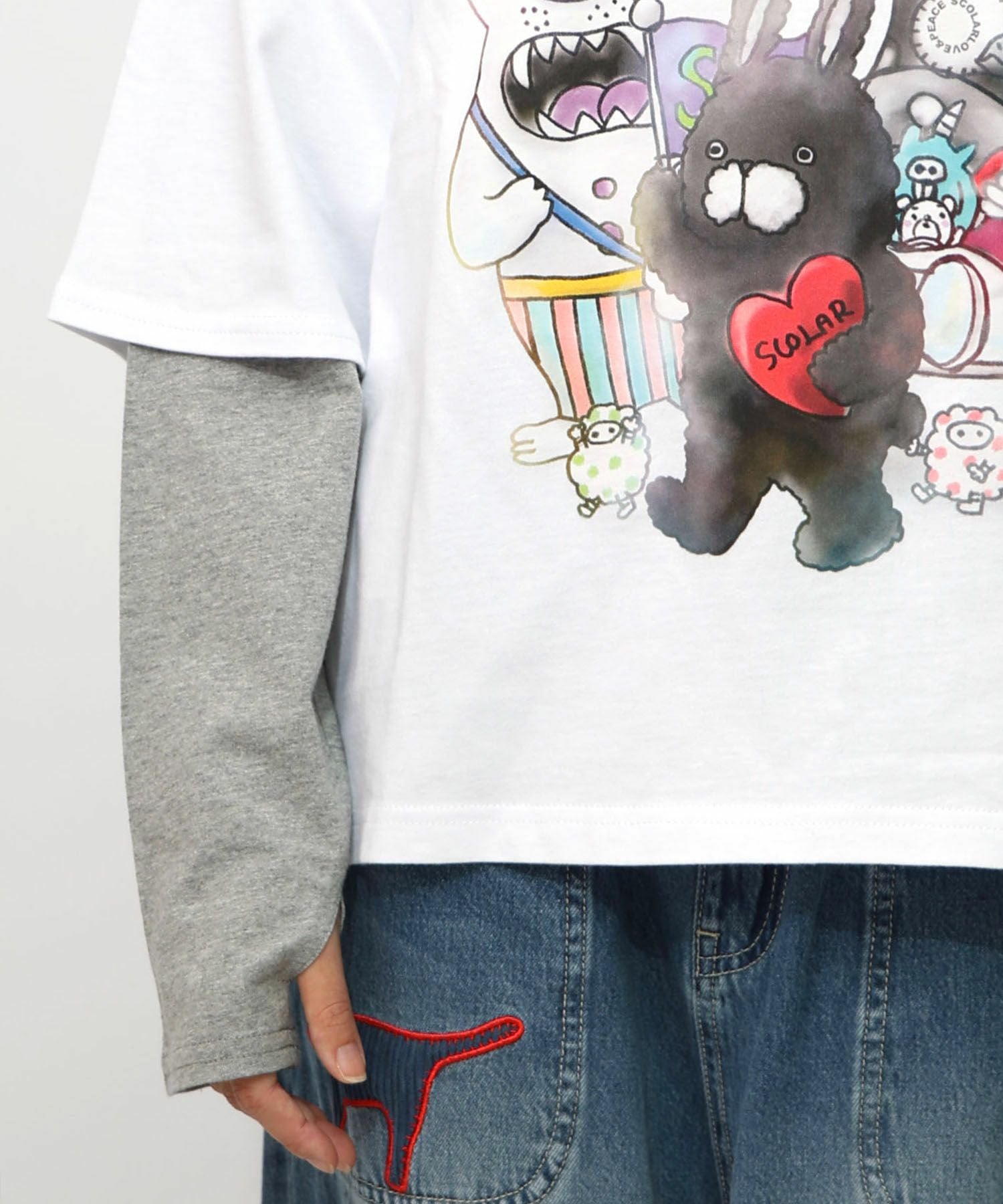 153623：スカラーキャラクターズ柄 レイヤード風ロンTの通販-ScoLar