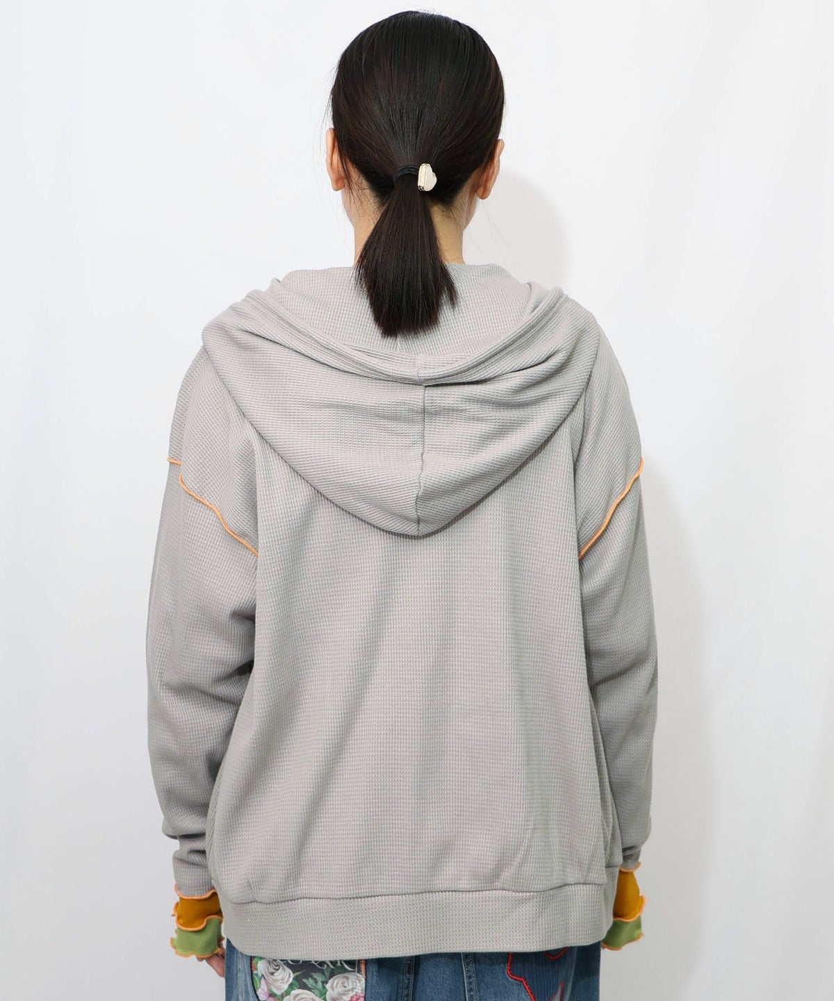 にゃんこスカラー 袖配色パーカー-16